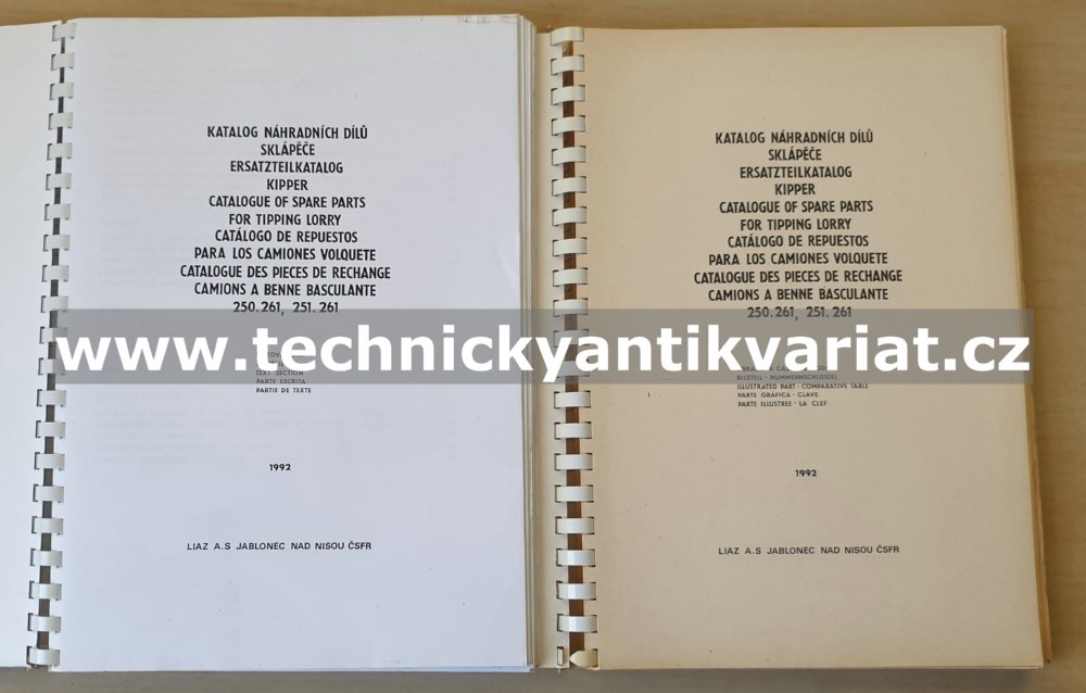 Liaz 250.261, Liaz 251.261 Sklápěč - katalog náhradních dílů 1992