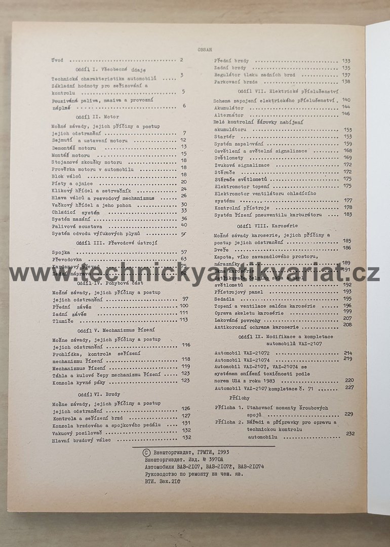 VAZ 2107, 21072, 21074 - návod k opravě (1993)