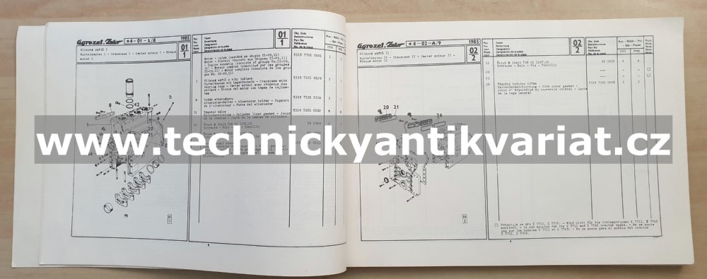 Zetor 7711, 7745 - katalog náhradních dílů DODATEK (1985)