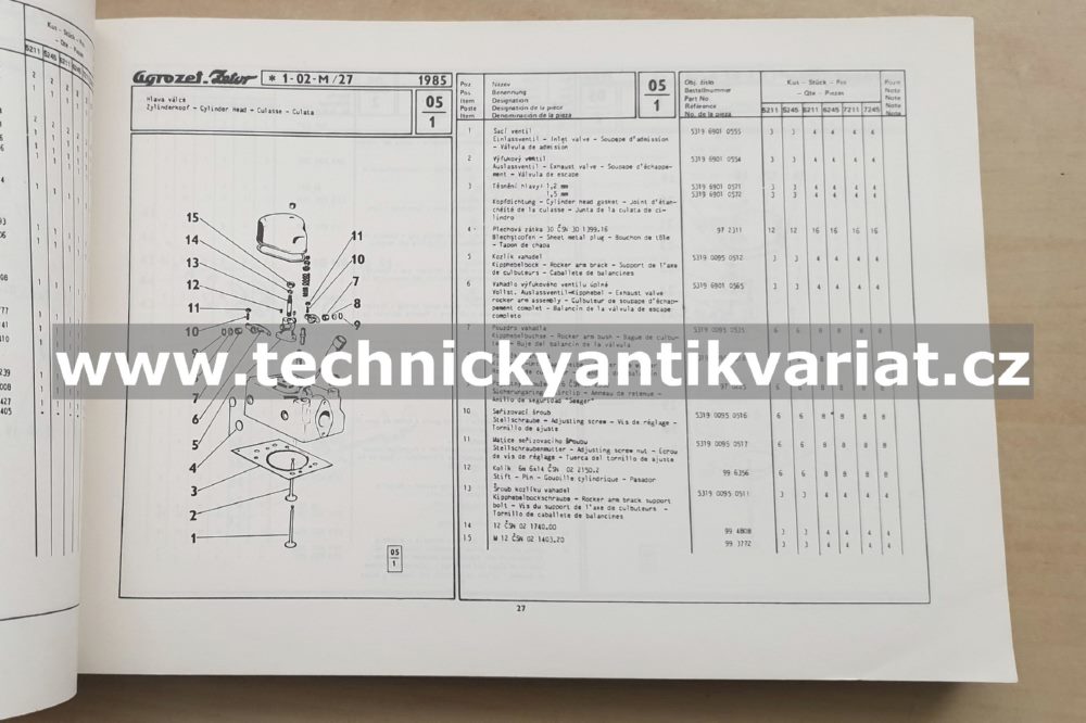 Zetor 5211 5245 6211 6245 7211 7245 - katalog dílů (1985)