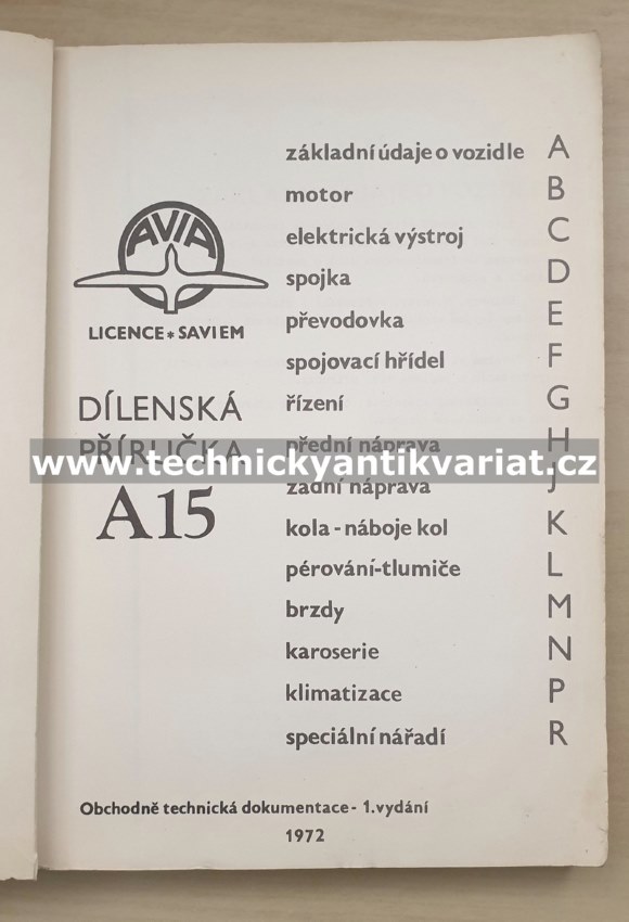 Avia A15 - dílenská příručka (1972)