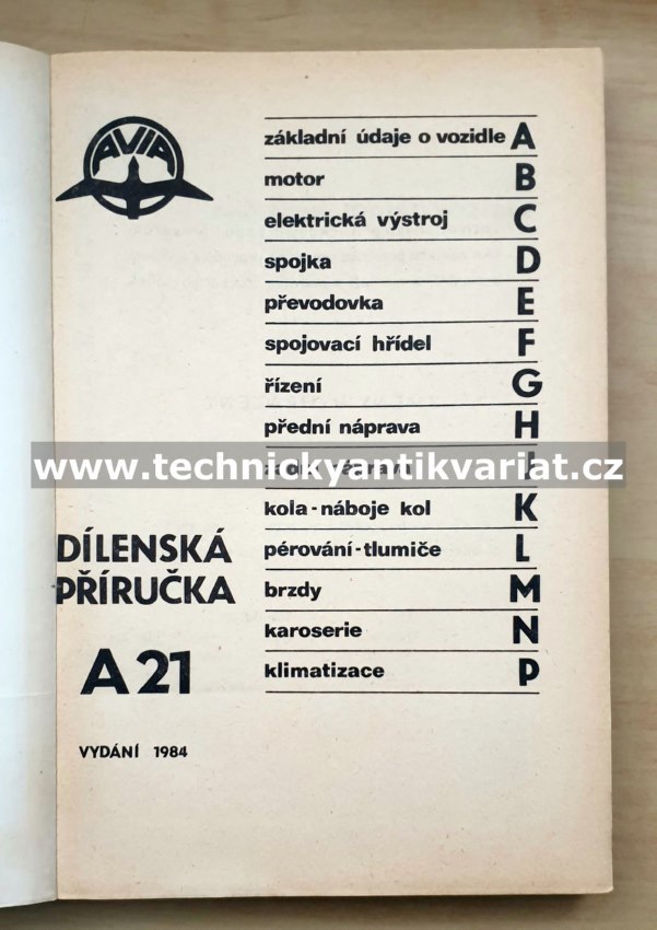 Avia A21 - dílenská příručka (1984)
