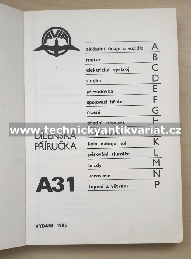 Avia A31 - dílenská příručka (1985)