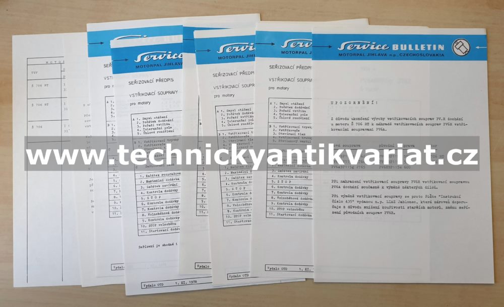 LIAZ Š706RT - seřizovací předpisy vstřikovacích souprav PV.A.g (1978)
