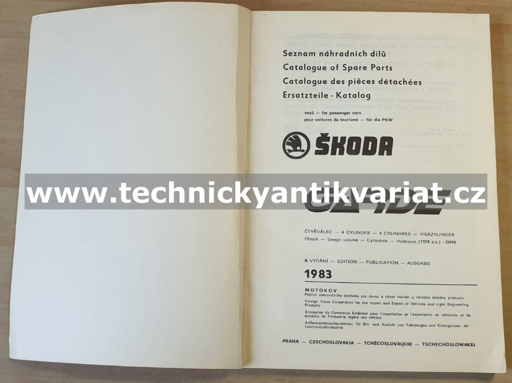 Škoda Garde - seznam náhradních dílů (1983)