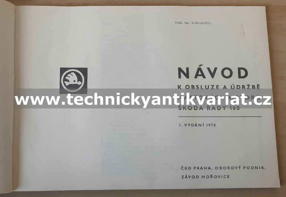 Škoda 160 naftový motor - návod k obsluze (1970)