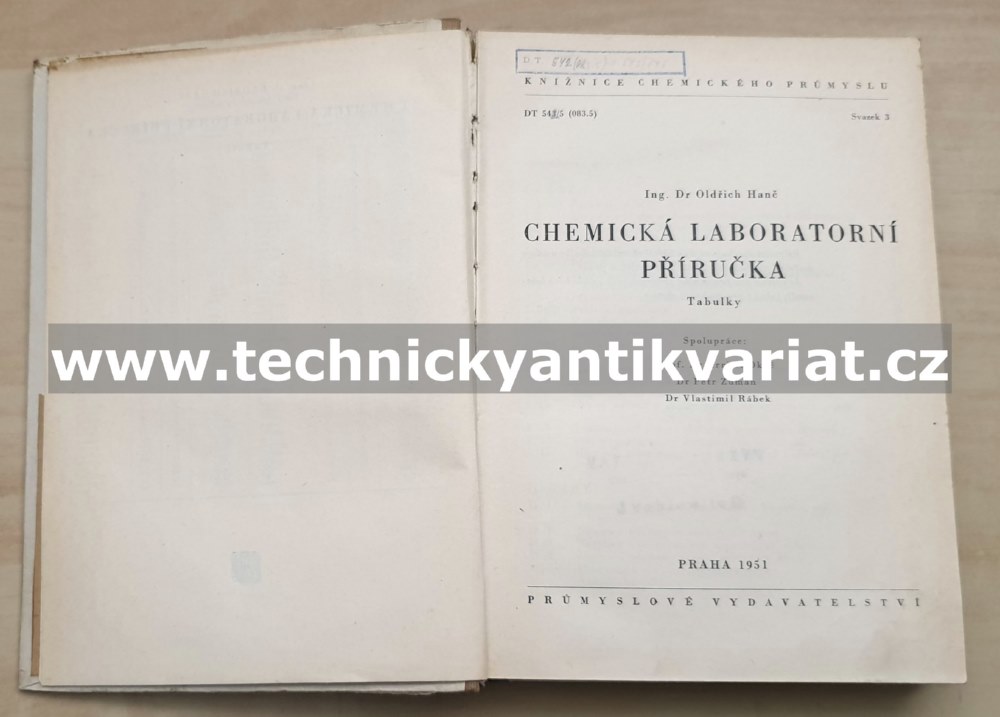Chemická laboratorní příručka tabulky - Oldřich Hanč (1951)