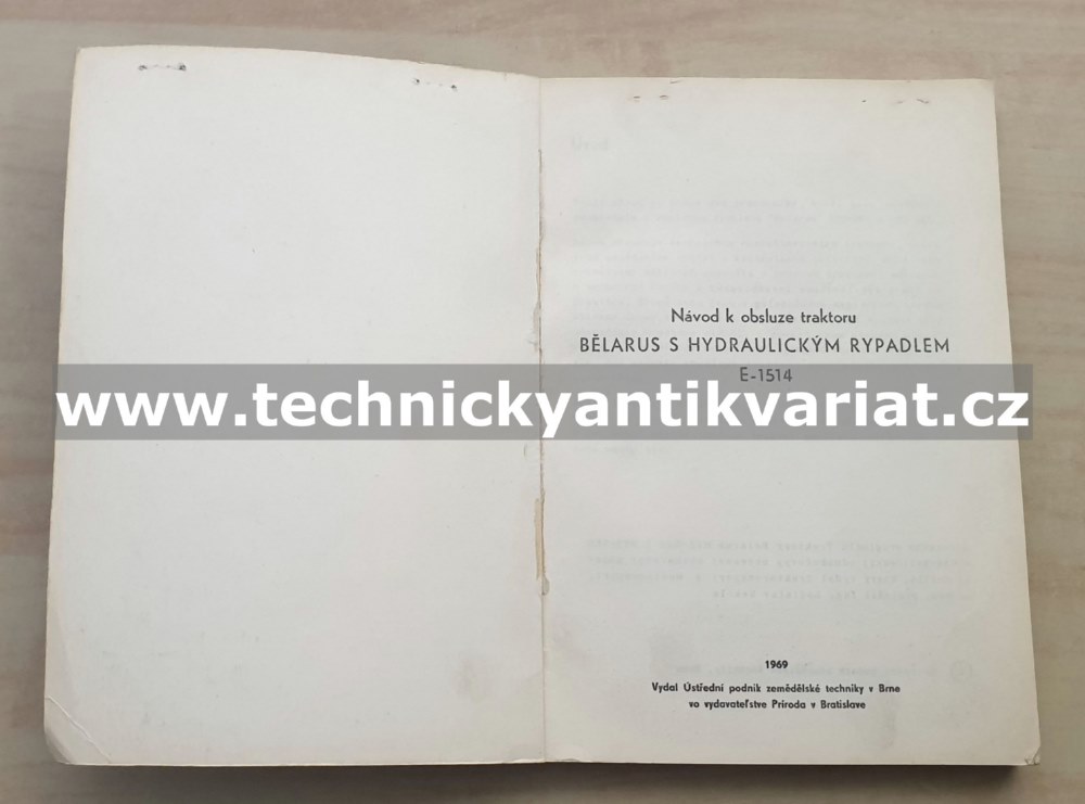 Traktor Bělarus s hydraulickým rypadlem E-1514 - návod k obsluze (pouze text) (1969)