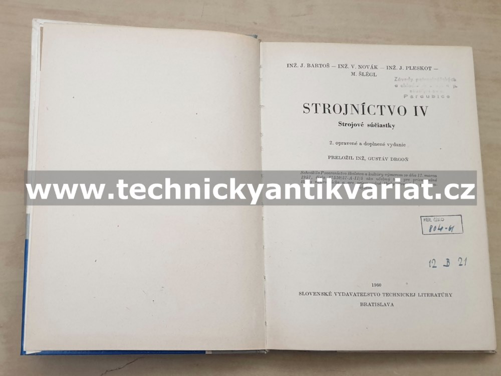 Strojové súčiastky Strojníctvo IV - Bartoš, Novák, Pleskot, Šlégl (1960)