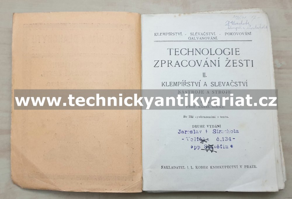 Technologie zpracování žesti II. klempířství a slévačství, nástroje - Karel Hocke (1941)