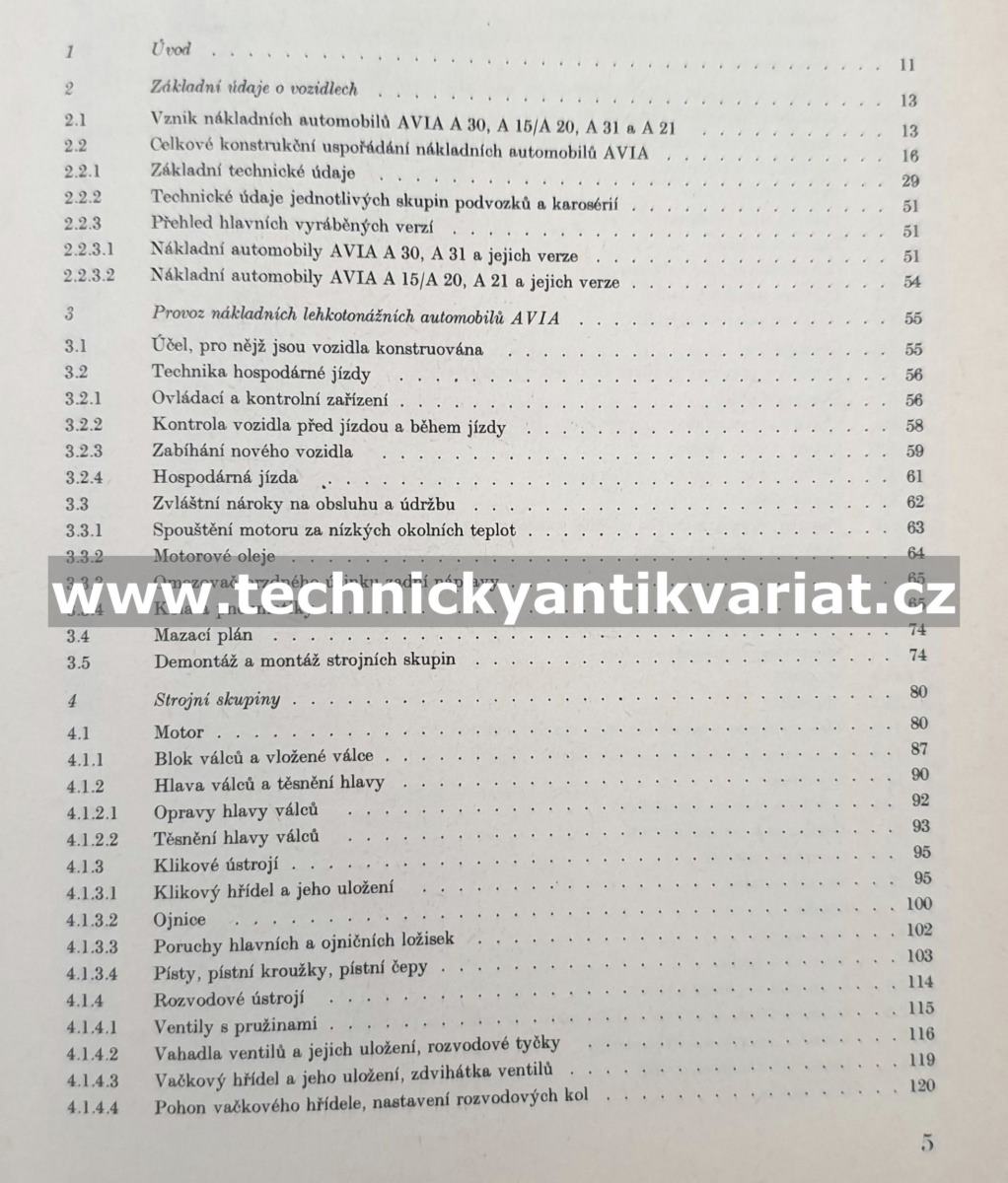 Avia A30, A15, A20, A31, A21 - údržba, obsluha a opravy - Trpkoš (1985)