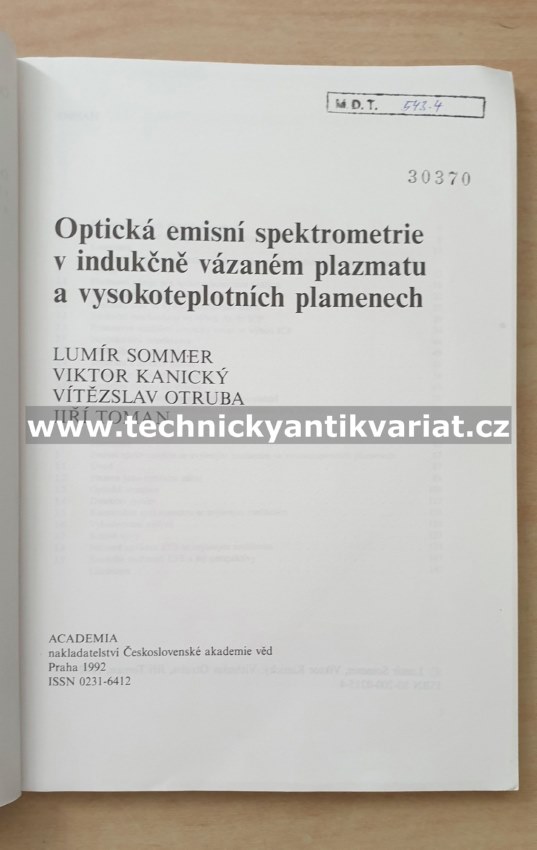 Optická emisní spektrometrie v indukčně vázaném plazmatu - L. Sommer (1992)