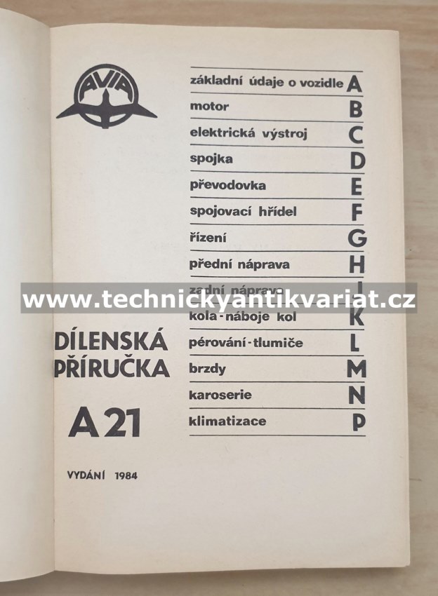 Avia A21 - dílenská příručka (1984)