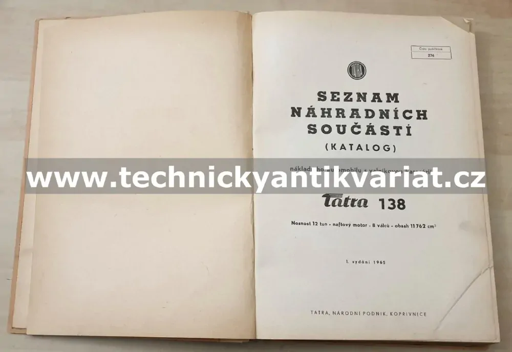 Tatra 138 valník - seznam náhradních dílů (1965)