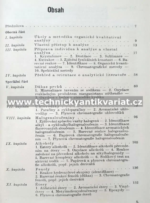 Důkaz a identifikace organických látek - Večeřa, Gasparovič (1963)