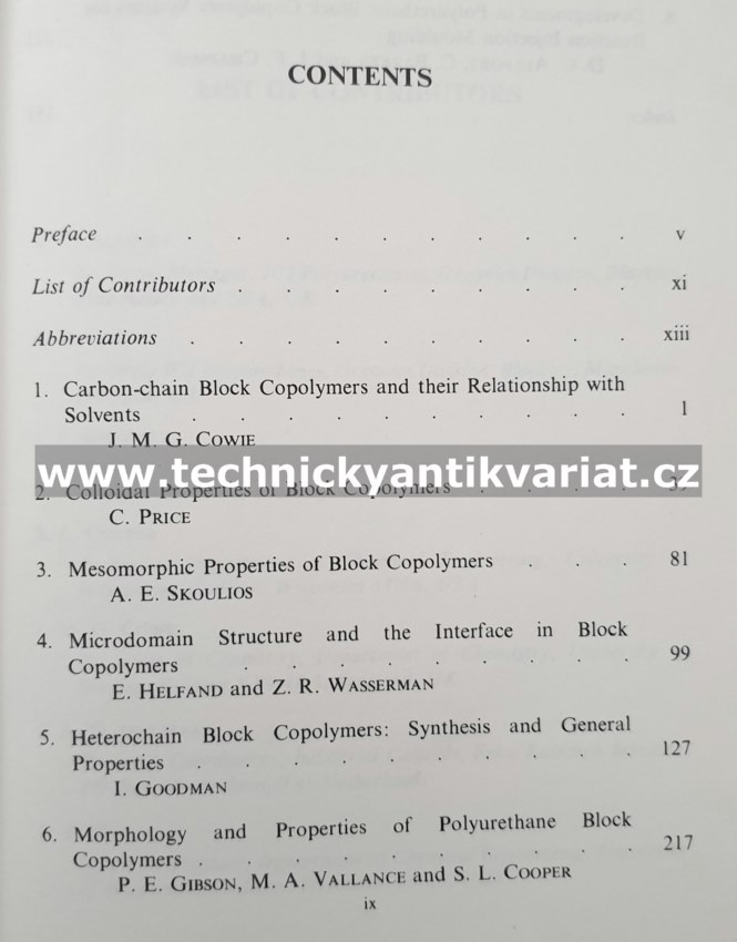 Developments in Block Copolymers 1 I.Goodman (1982)