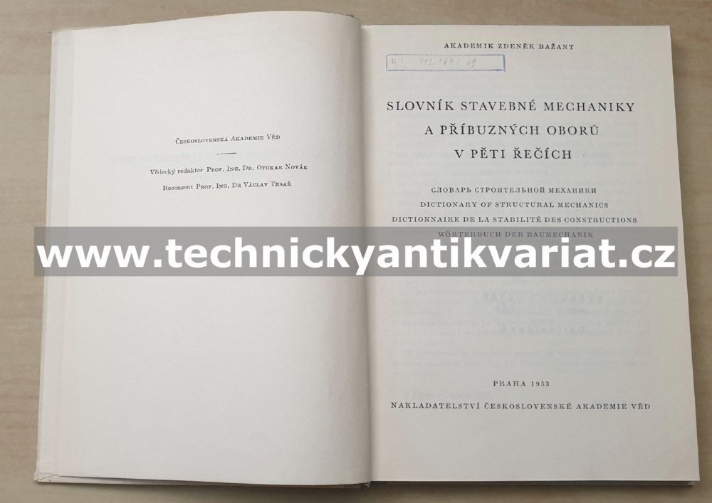 Slovník stavebné mechaniky a příbuzných oborů v pěti řečích - Zdeněk Bažant (1953)
