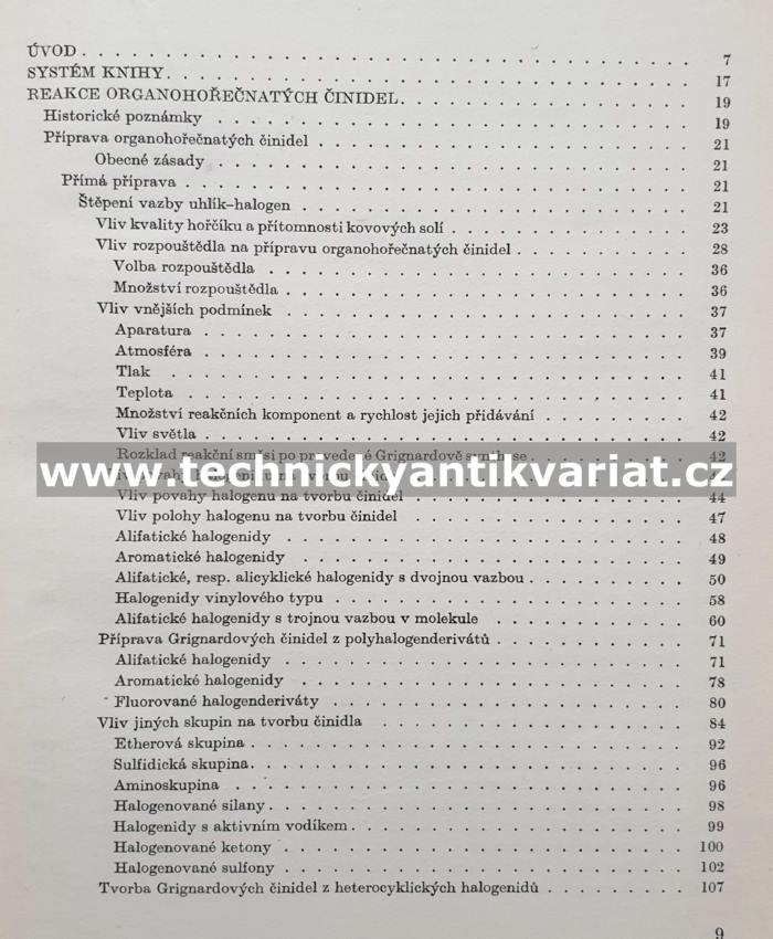 Preparativní reakce v organické chemii VI. Reakce organokovových činidel - Bláha (1961)
