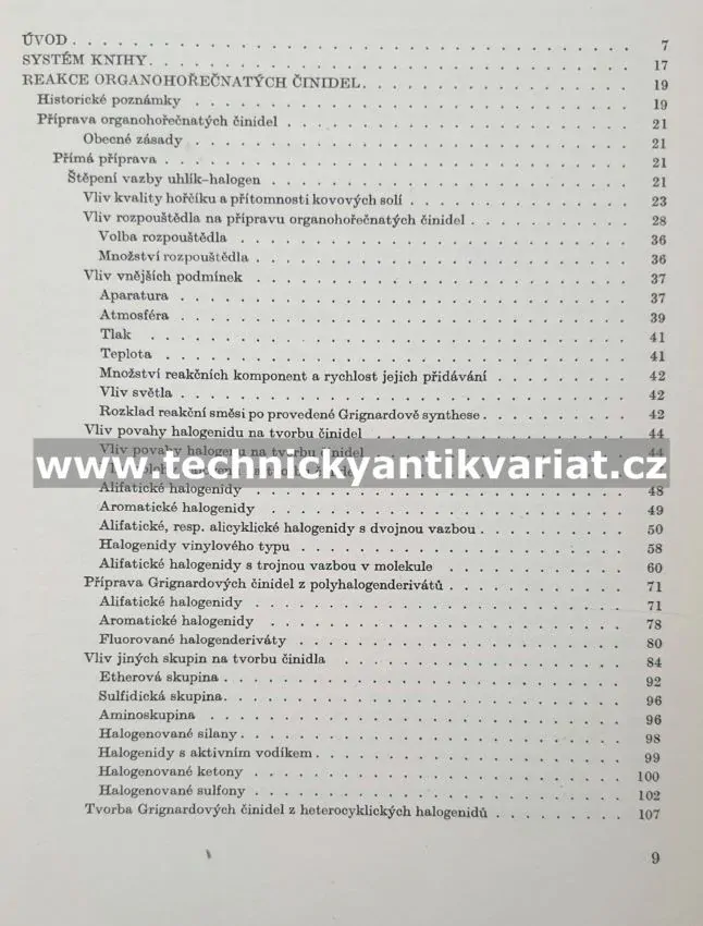 Preparativní reakce v organické chemii VI. Reakce organokovových činidel - Bláha (1961)