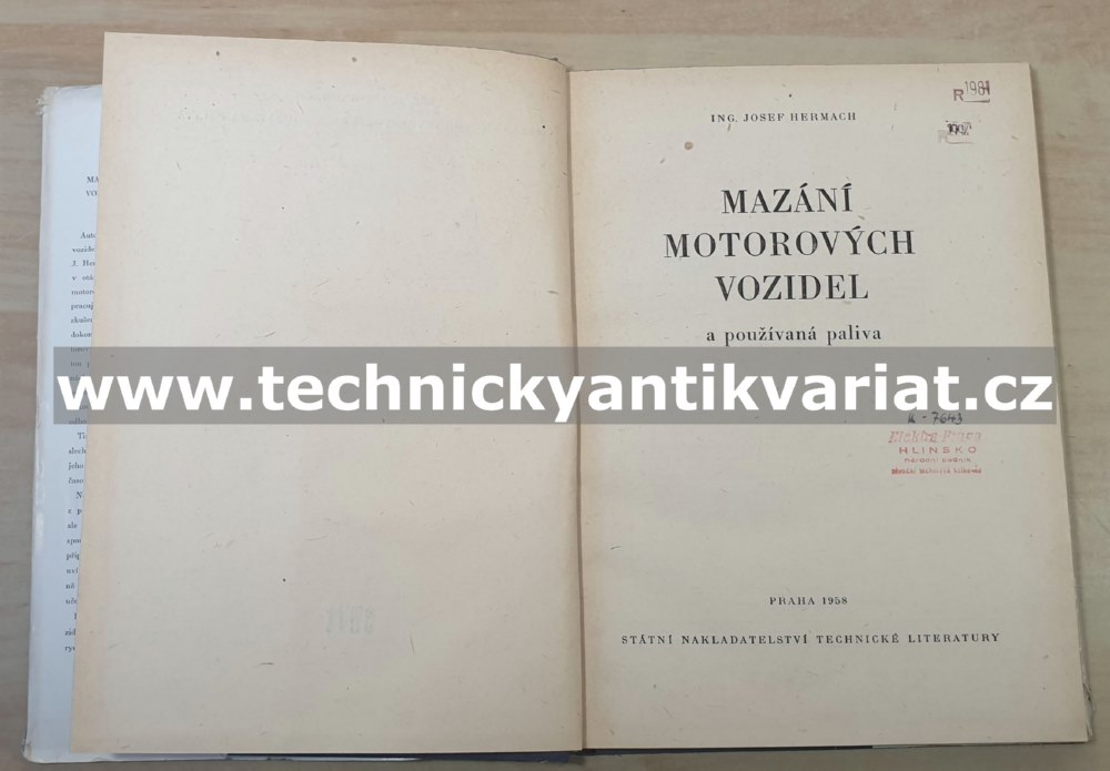 Mazání motorových vozidel a používaná paliva - Josef Hermach (1958)