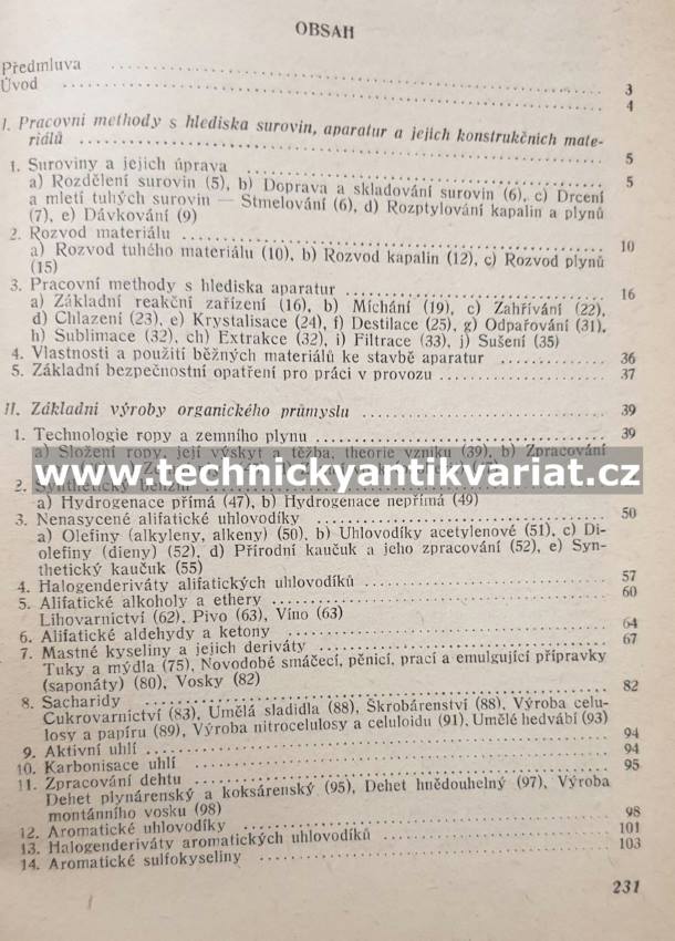 Základy organické technologie - Miloš Zahradník 1954)