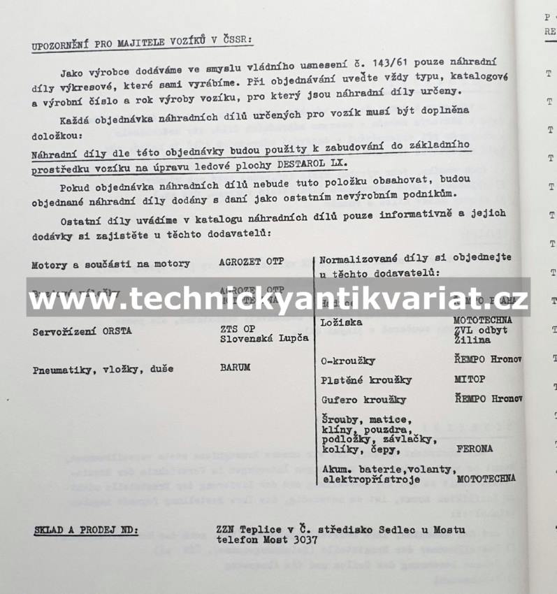 Destarol LX 2 - katalog náhradních dílů (1990)
