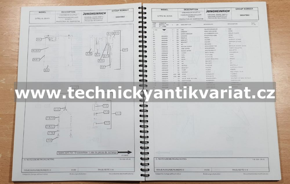 Jungheinrich DFG/TFG 16-30K,S Drivers Cab Spare parts catalogue (1999)