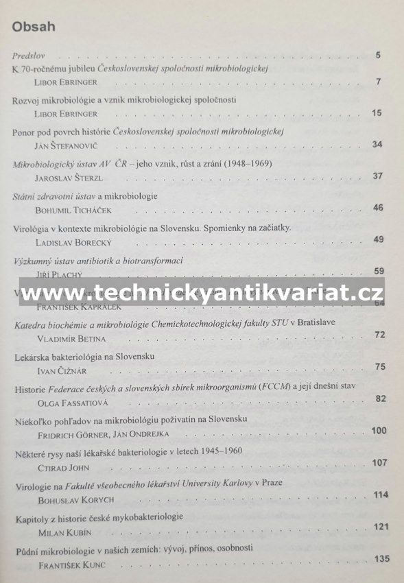 Kapitoli z historie československé mikrobiologie - Ebringer, John, Matějů, Vinter (1998)
