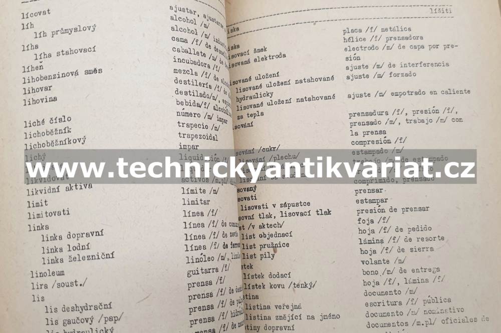Česko španělské technické názvosloví - Antonín Bejček (1957)