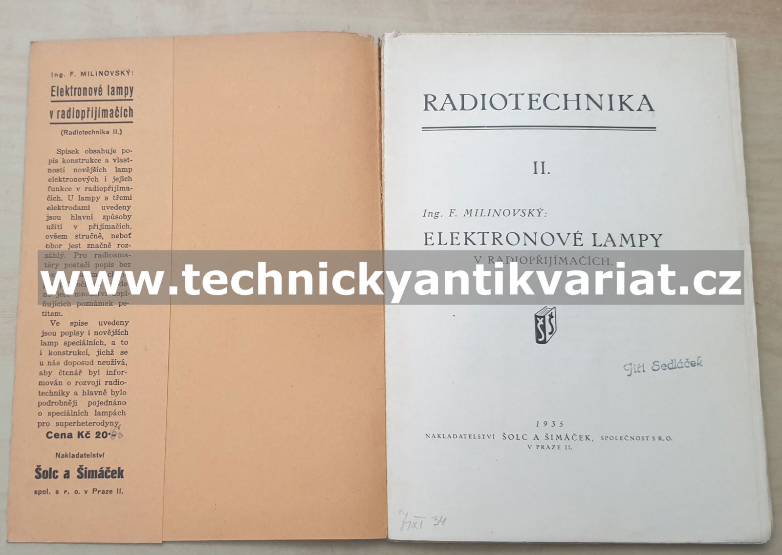 Radiotechnika II. elektronové lampy v radiopřijímačích - F. Milinovský (1935)