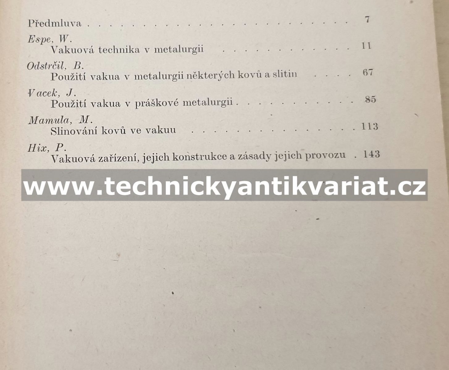 Vakuová technika v metalurgii (sborník referátů) 1957