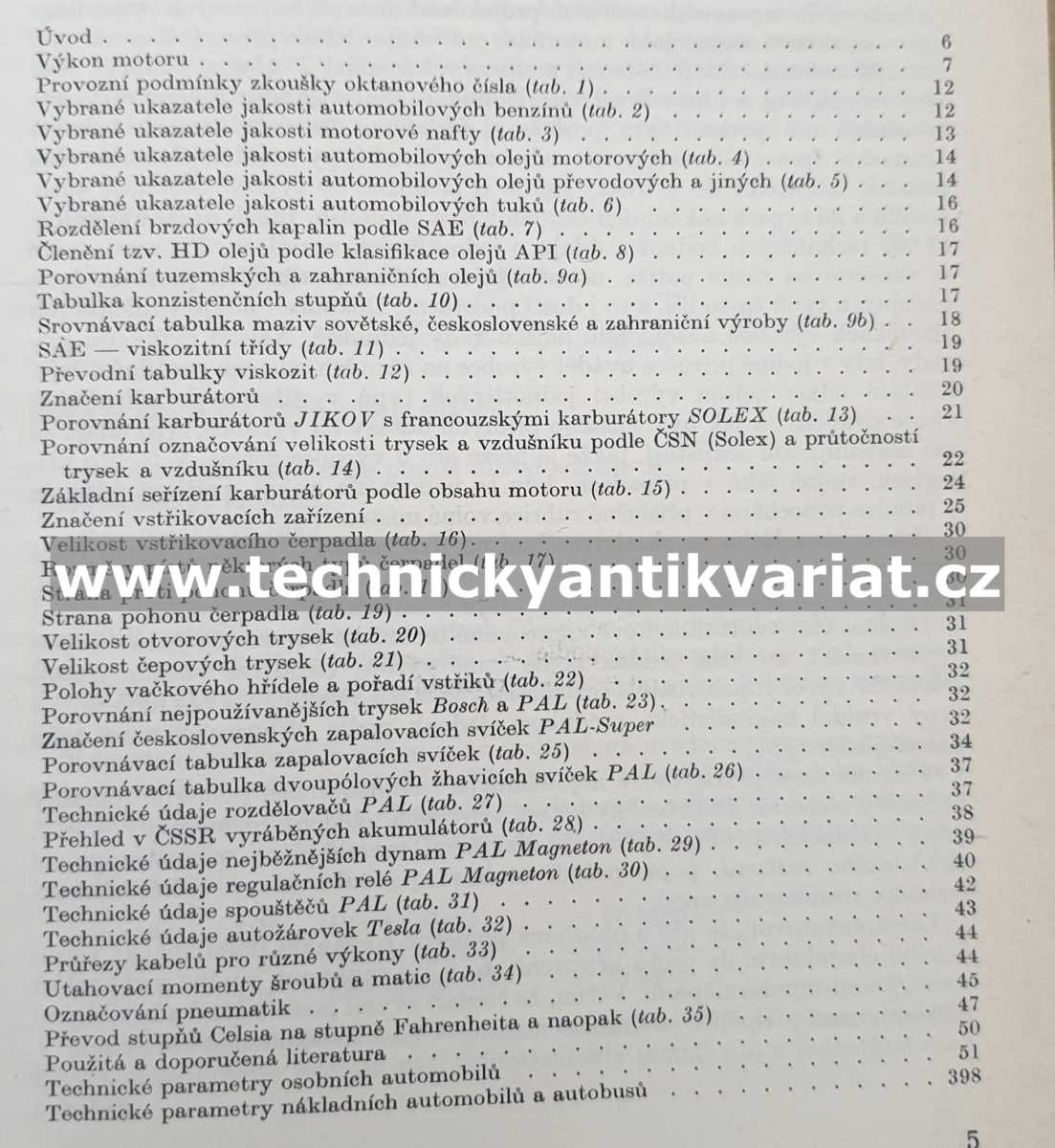 Seřizovací tabulky automobilů - Ivo Bernard (1975)