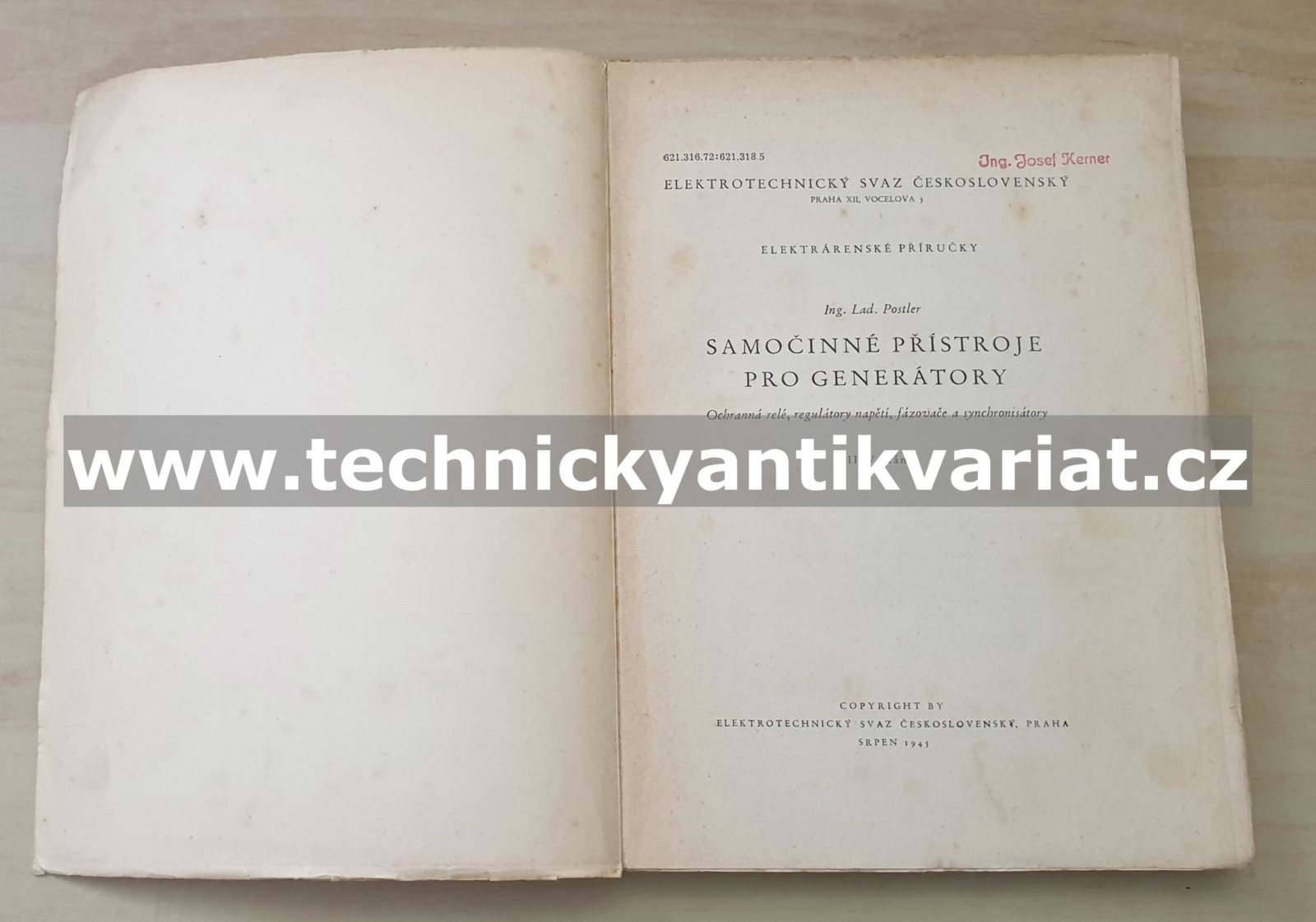 Samočinné přístroje pro generátory - Ladislav Postler (1945)