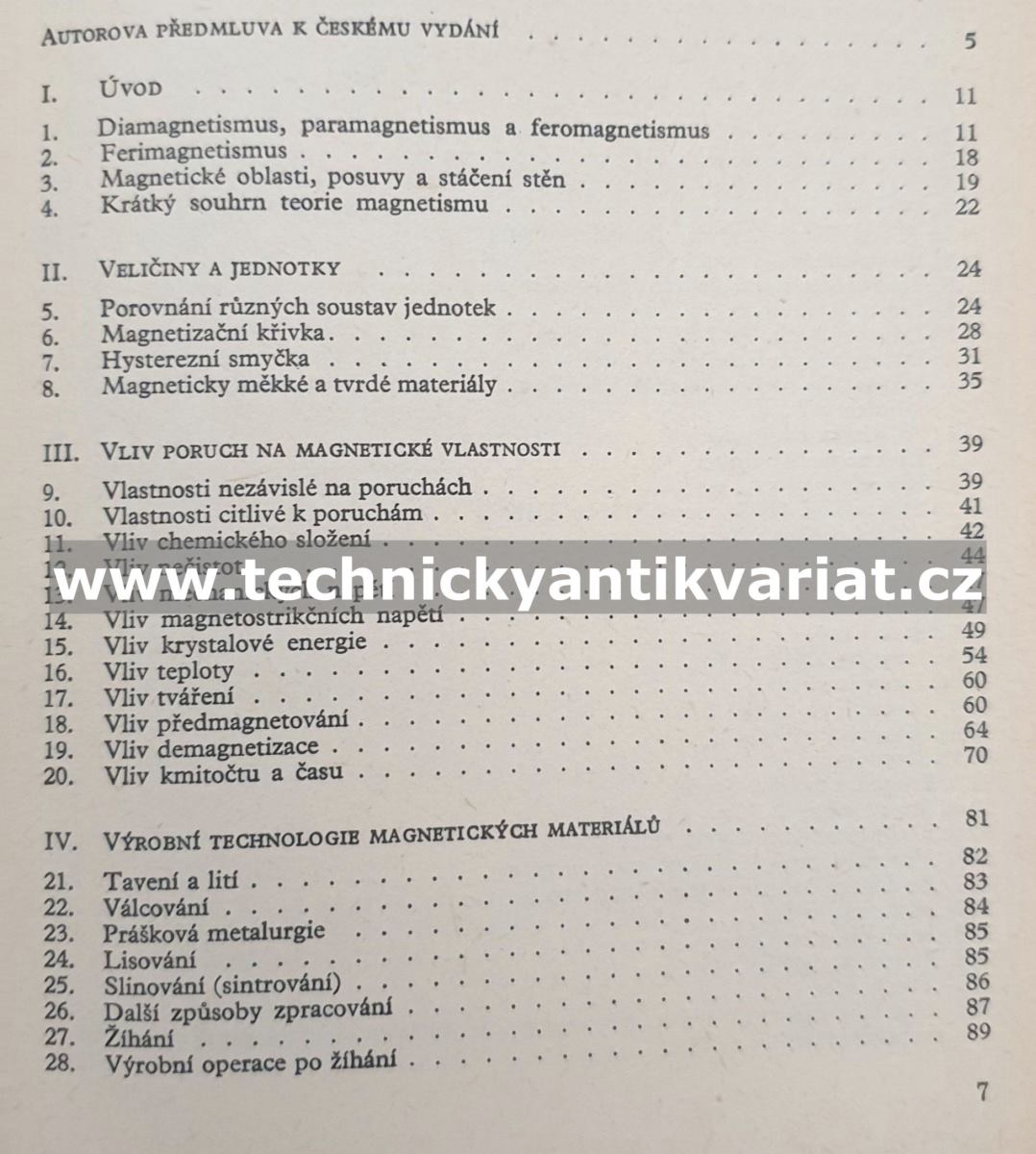 Vlastnosti a použití magnetických materiálů - H.Reinboth (1975)