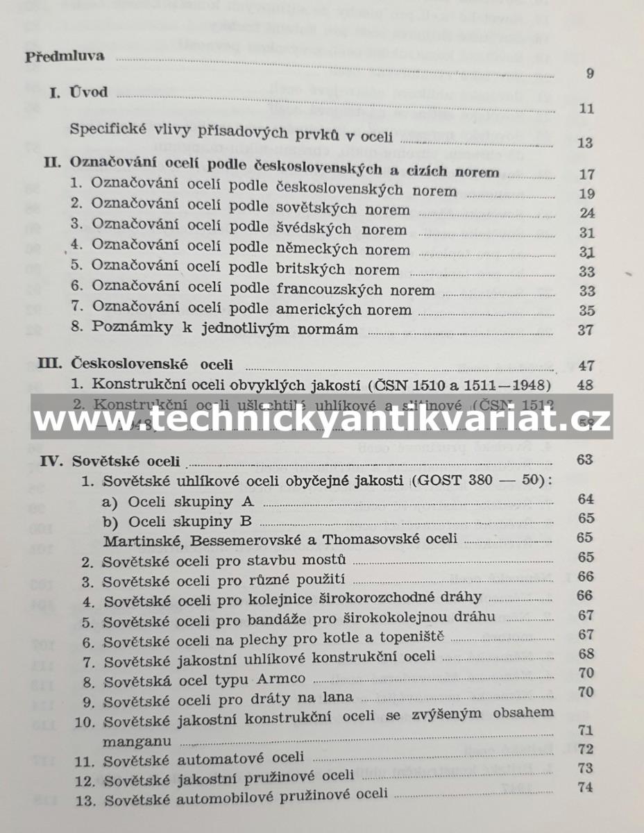 Chemické složení oceli normovaných v ČSR a v cizině (1951)