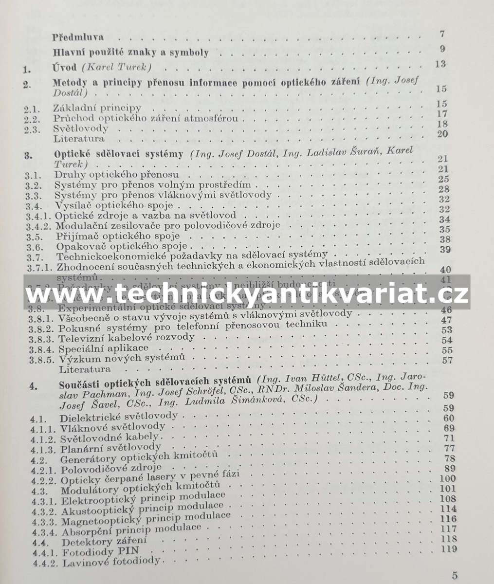 Přenos informací na optických kmitočtech - Šavel (1982)