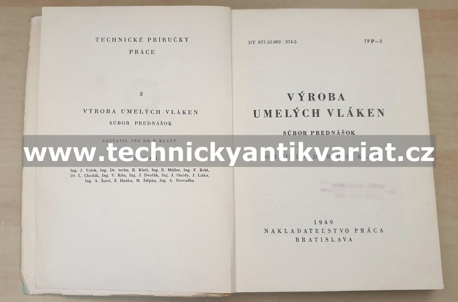 Výroba umelých vláken - Rudolf Klatt (1949)