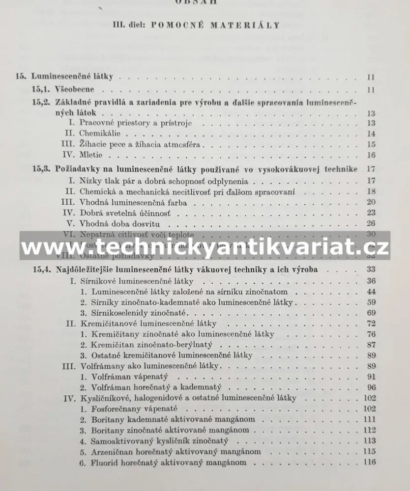 Technologia hmot vákuovej techniky III. pomocné materiály - Werner Espe (1962)