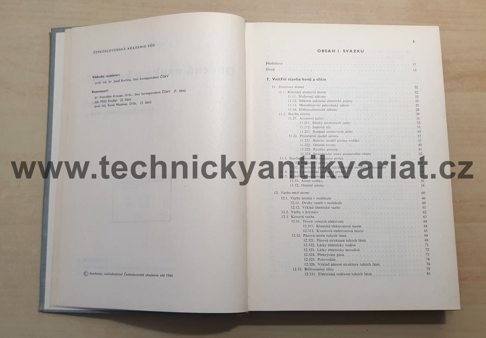 Nauka o materiálu I. svazek 1 - obecná nauka o kovech - Jeníček, Ryš, Cenek, Hrbek (1966)