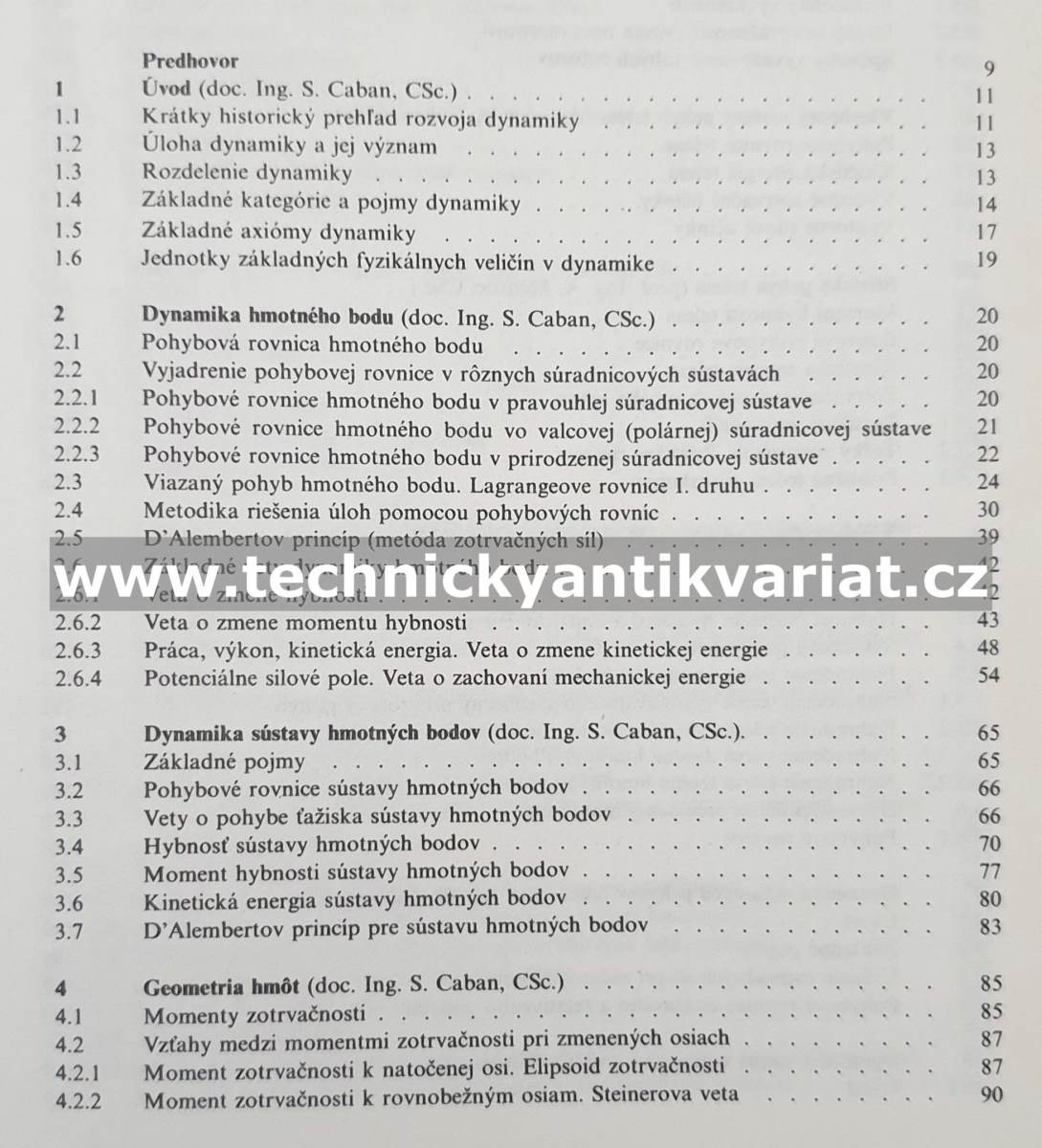 Mechanika III. Dynamika - Medvec, Stradiot, Zahorec, Caban (1988)