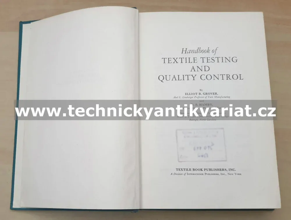 Textile testing and quality control - Grover, Hambl (1960)
