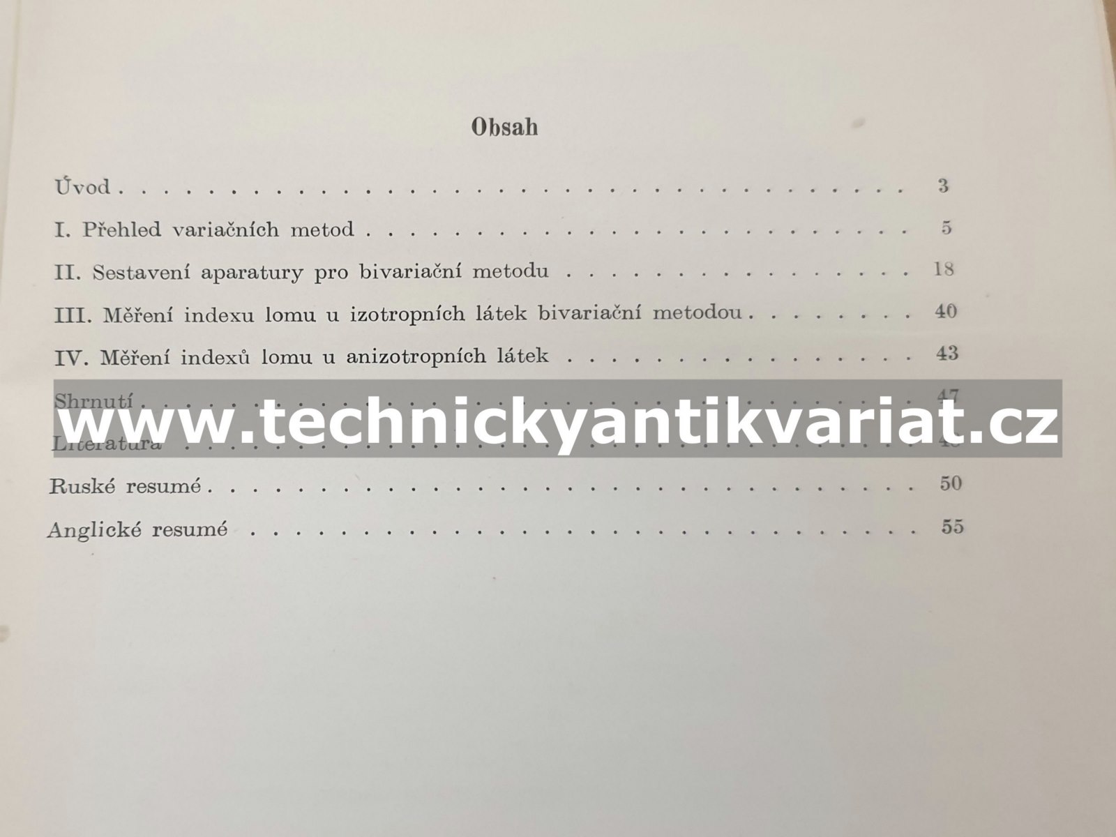 Bivarační metoda ke zjišťování indexu světelného lomu minerálů - Karel Melka (1961)
