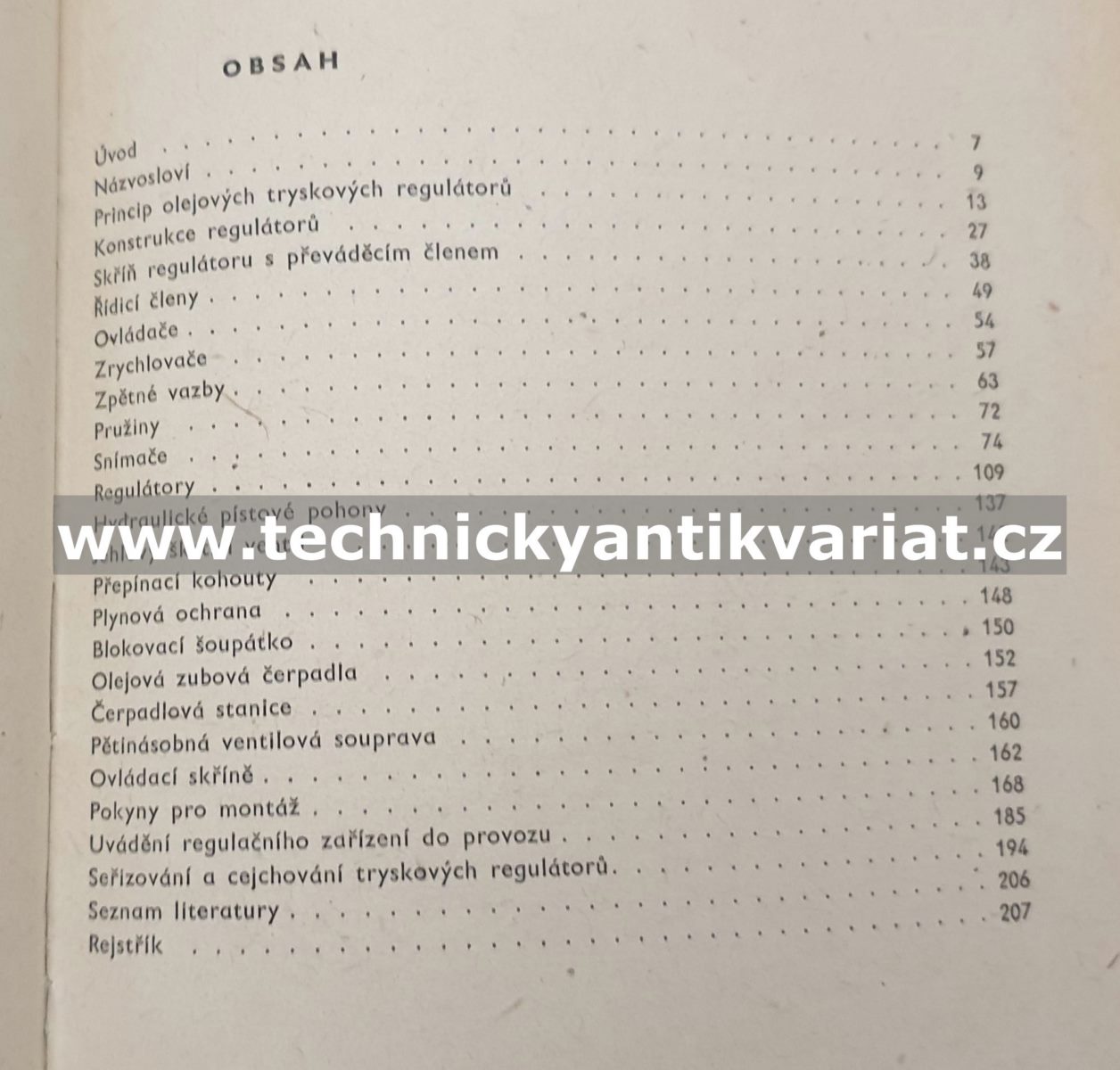 Olejové tryskové regulátory - Felix Vítek (1961)