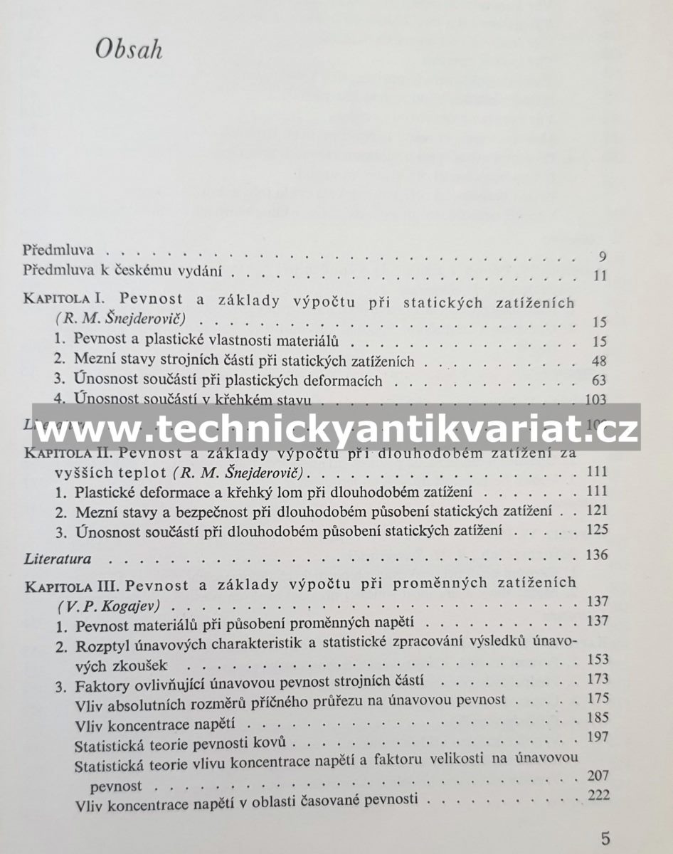 Únosnost a pevnost výpočty strojních součásti - Serensen, Kogajev, Šnejderovič (1967)