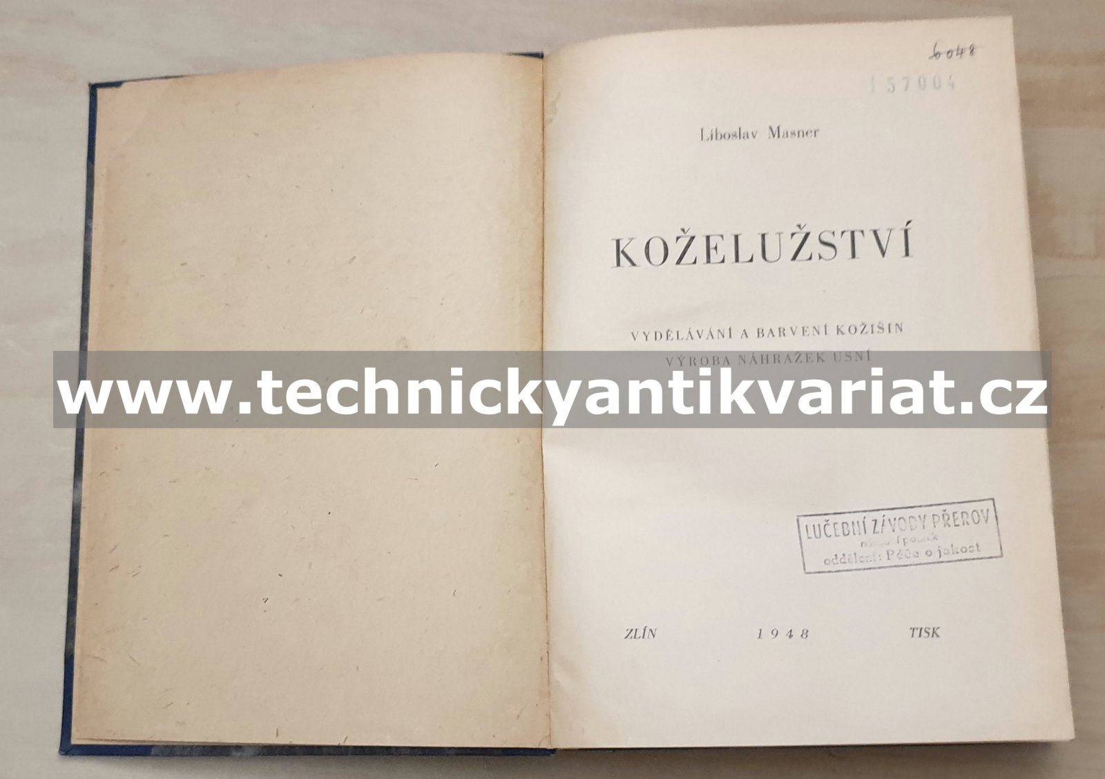 Koželužství, vydělávání a barvení kožišin, výroba náhražek usní - Liboslav Masner (1948)