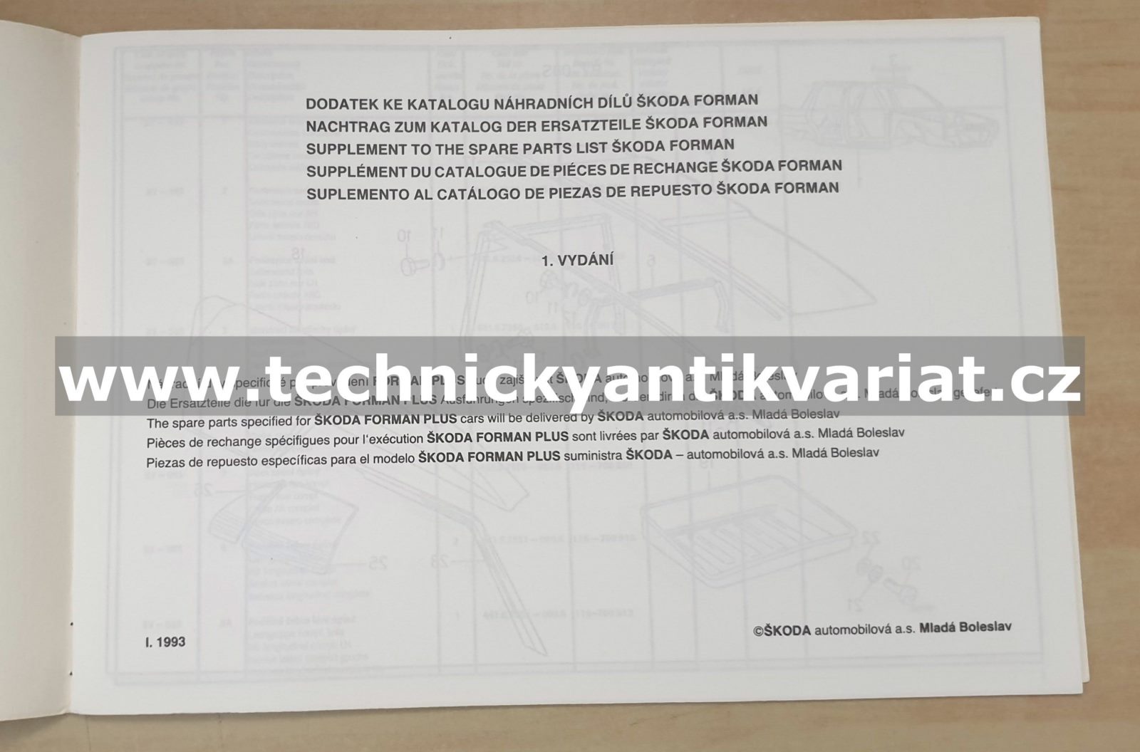 Škoda Forman Plus - seznam náhradních dílů DODATEK (1993)