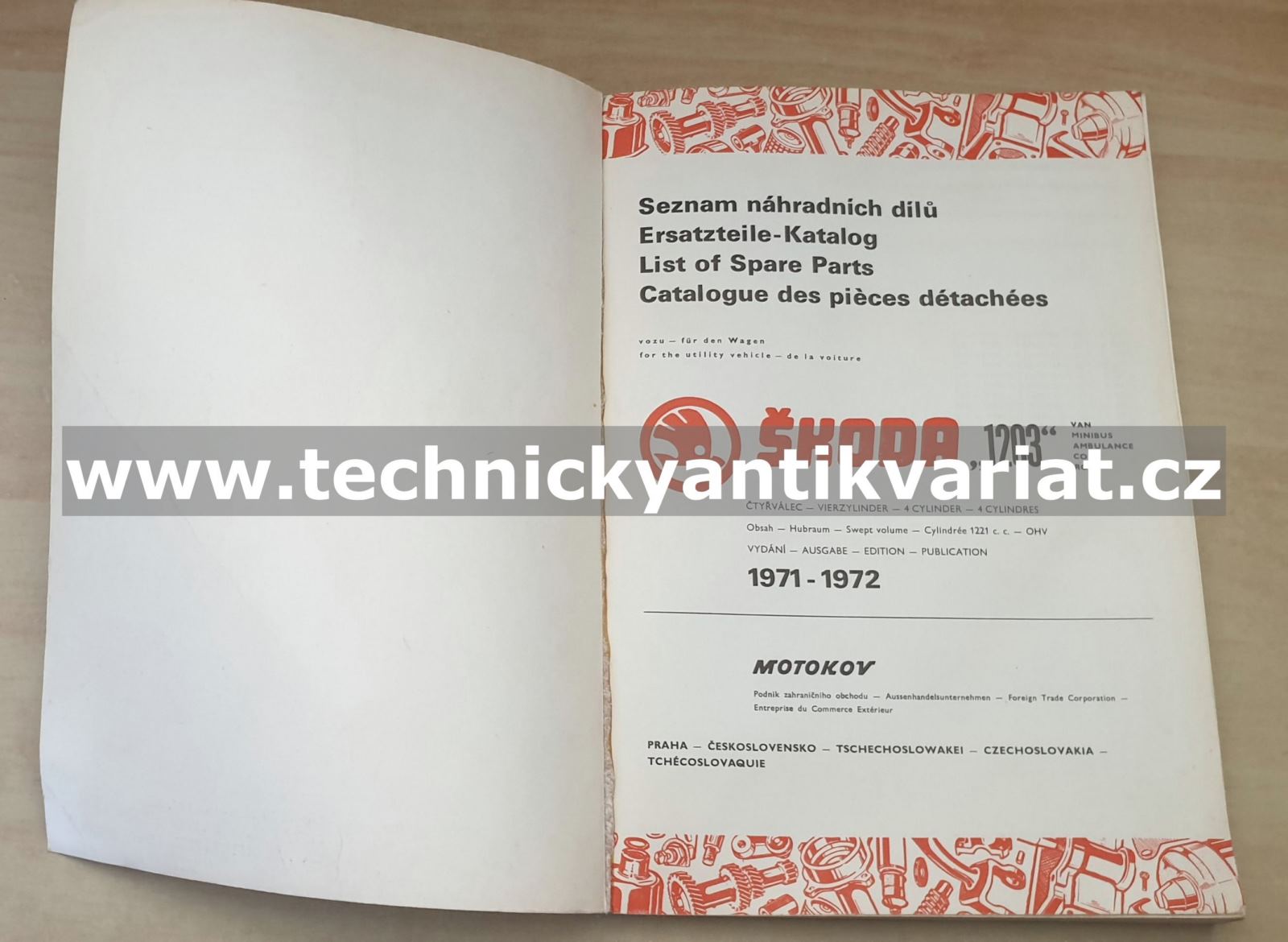 Škoda 1203 VAN, MINIBUS, AMBULANCE, COM, ROL - seznam náhradních dílů (1971-72)