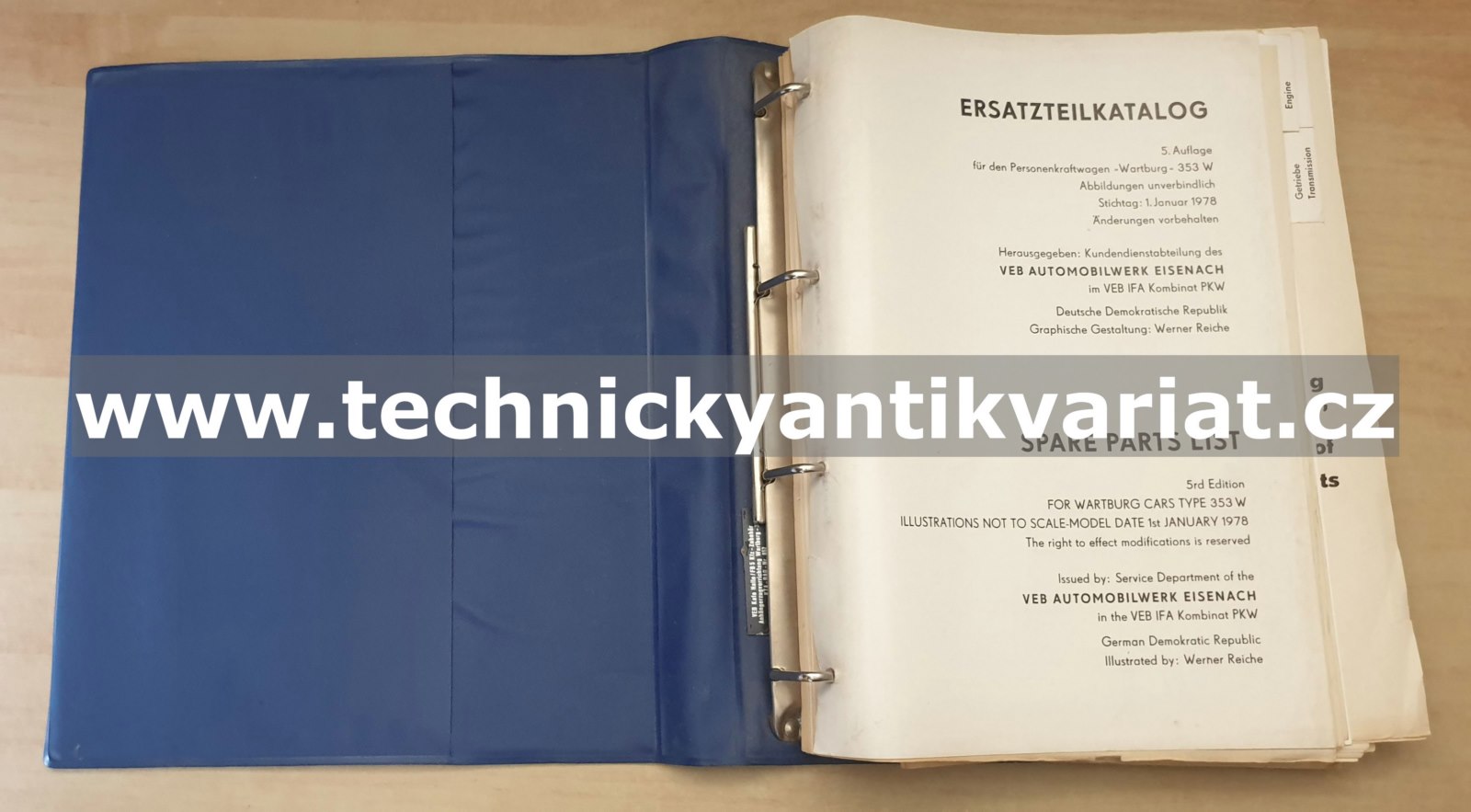 Wartburg 353W Ersatzteilkatalog / Spare part list (1978)