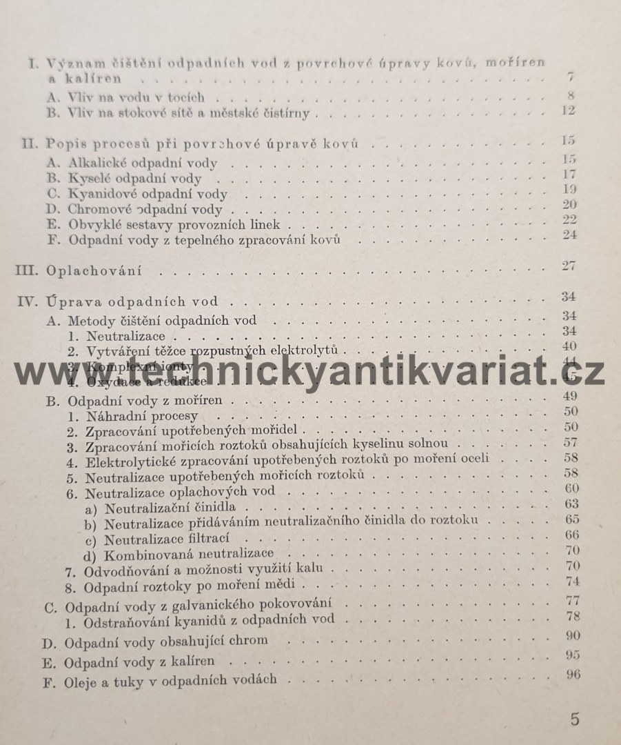 Čištění odpadních vod z povrchové úpravy kovů - Šolín, Ptáček (1965)