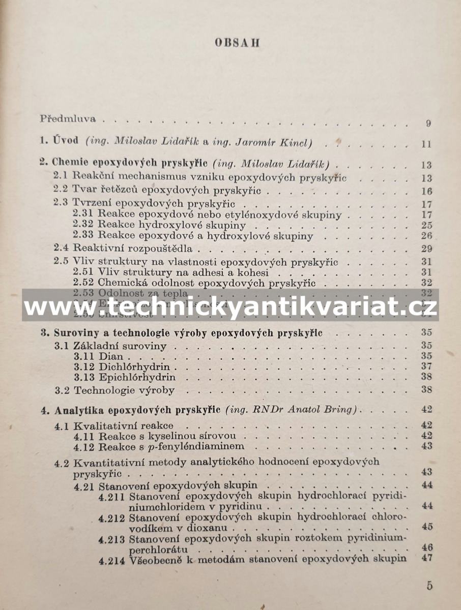 Epoxydové pryskyřice - Lidařík, Kincl, Bring (1959)